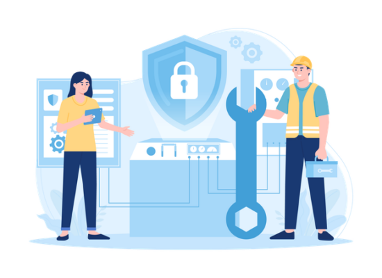 Icon representing confidence in every purchase, featuring a shield and support elements for reliability and trust