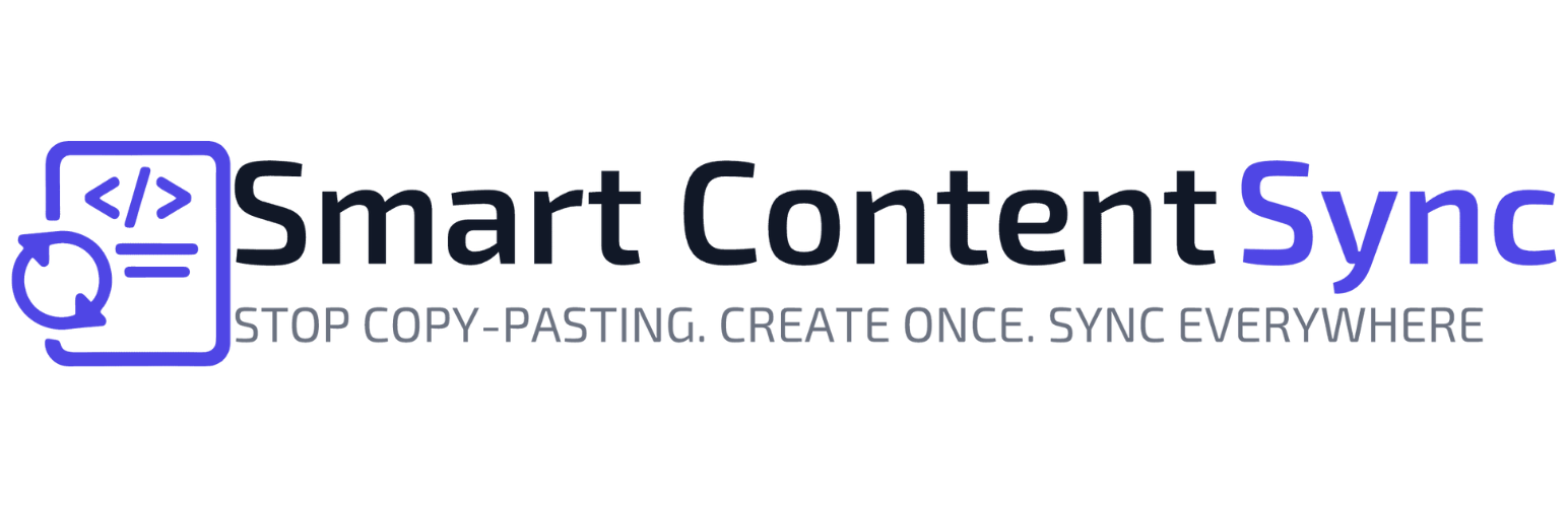 Smart Content Sync Reusable Content WordPress Plugin - banner showing reusable content blocks and centralized content management.